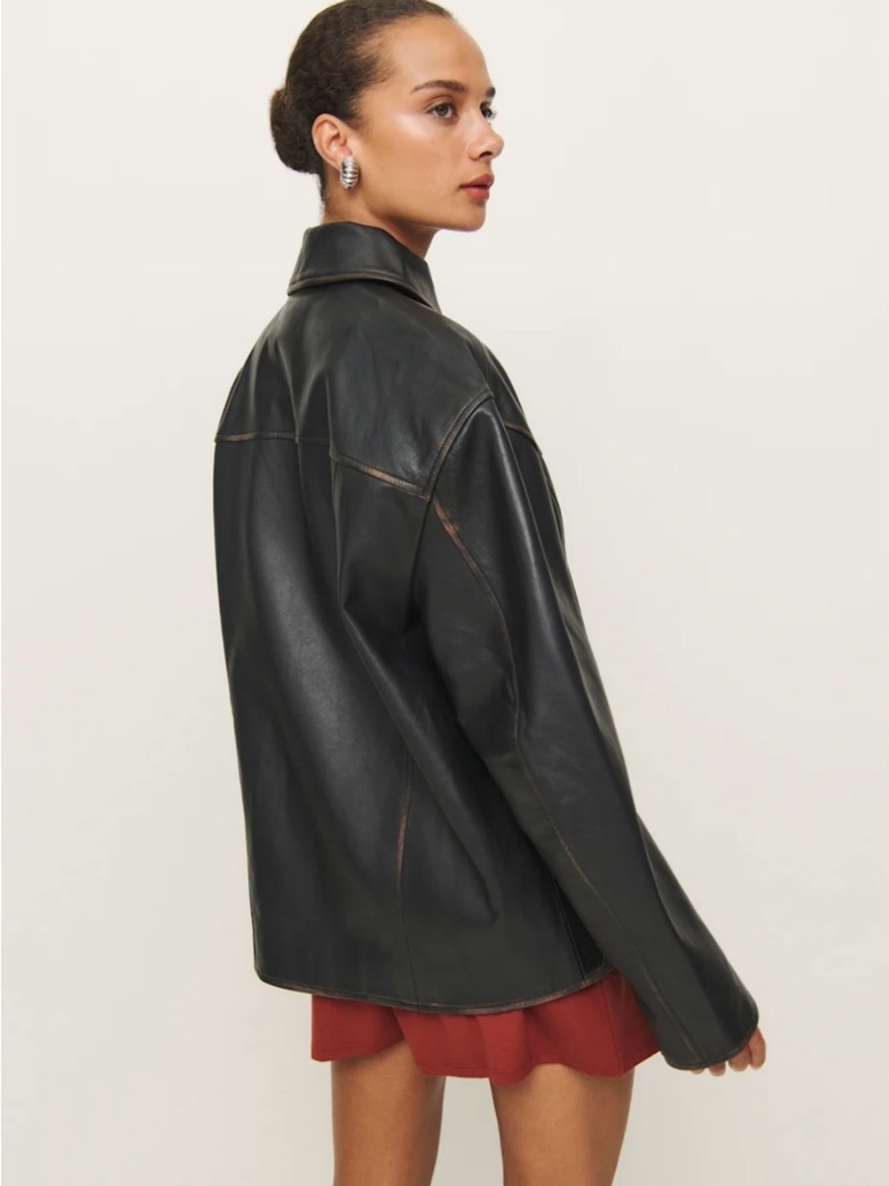 NWT Reformation Veda Bennett Oversized Leather Bomber - Picture 3 of 4